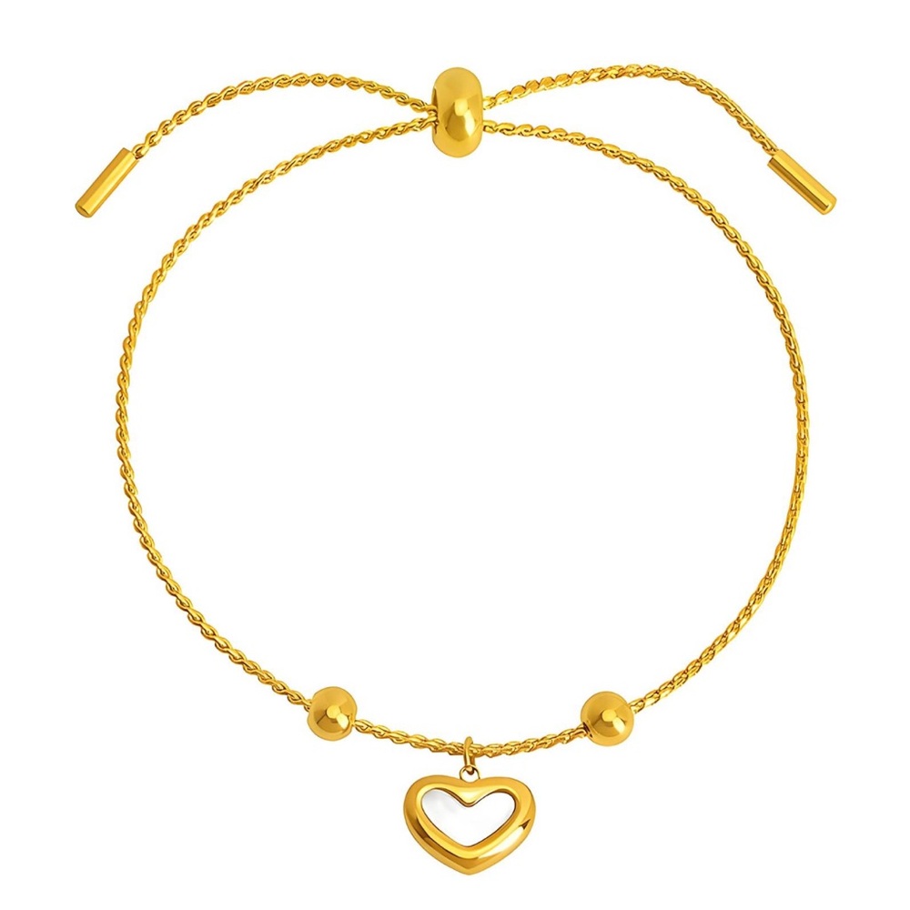 Gold Adjustable Heart Charm Bracelet